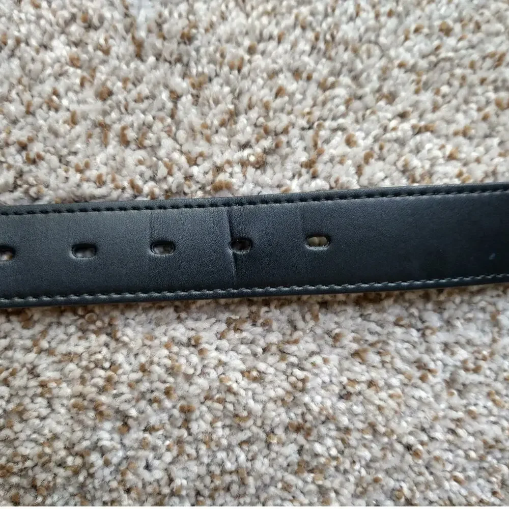 Oobe Mens Black Leather Belt Size S Small 29 30 Dress Casual Silver Buckle